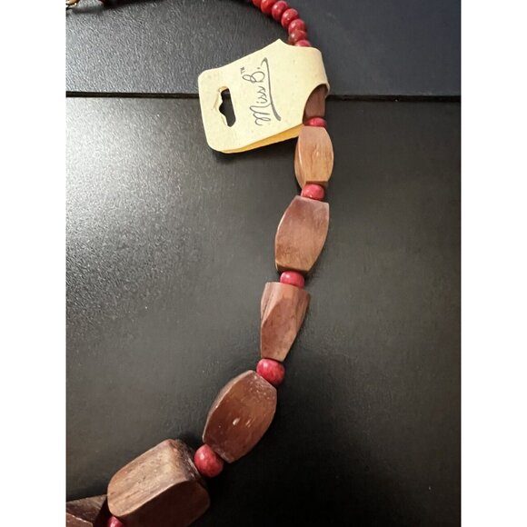 Miss B Red & Brown WOODEN Beaded Necklace - Picture 4 of 7